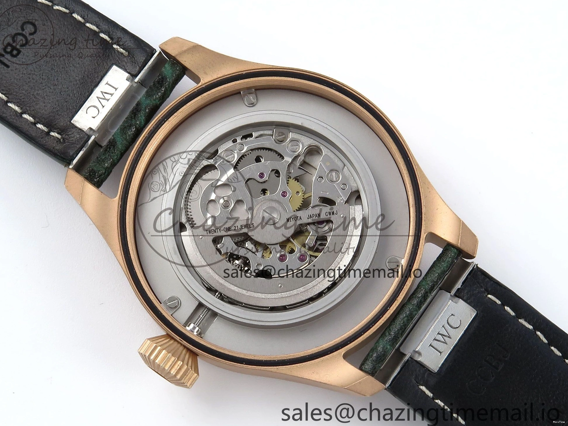 MIROTIME 0505 Durable Big Pilot IW329702 M+F 1:1 Best Edition Green Dial on Green Leather Strap MY 7006